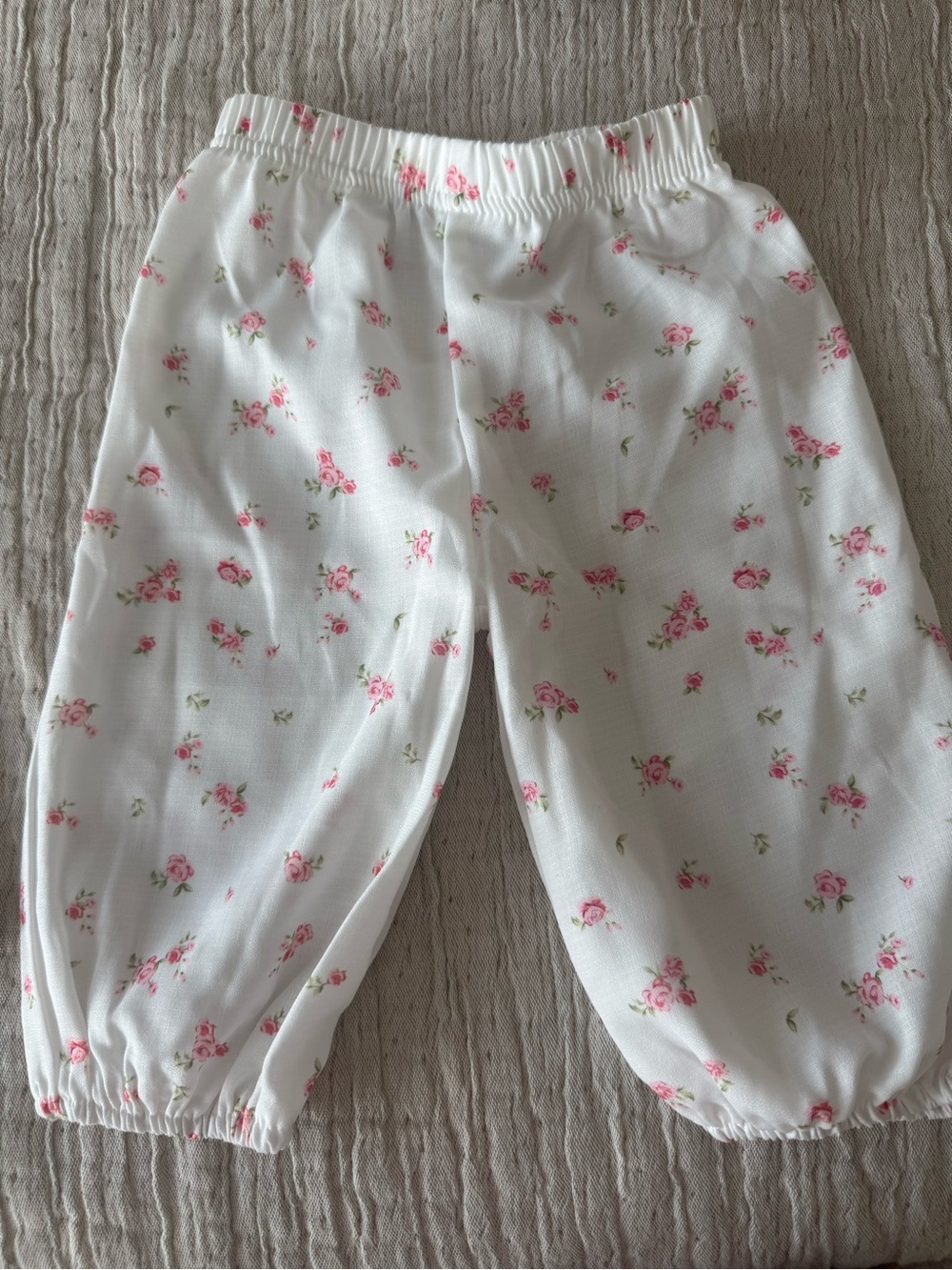 SHEIN White Pajama Bottoms with Pink Rose Print